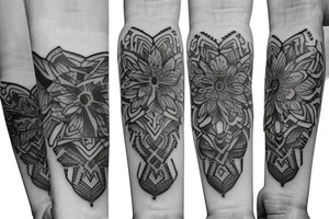 tattoo with “familia” writing on forearm tattoo idea