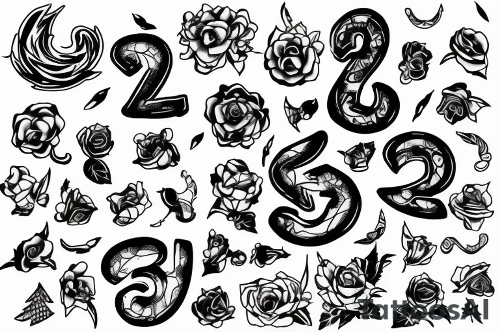 number 23 outline with shadow tattoo idea