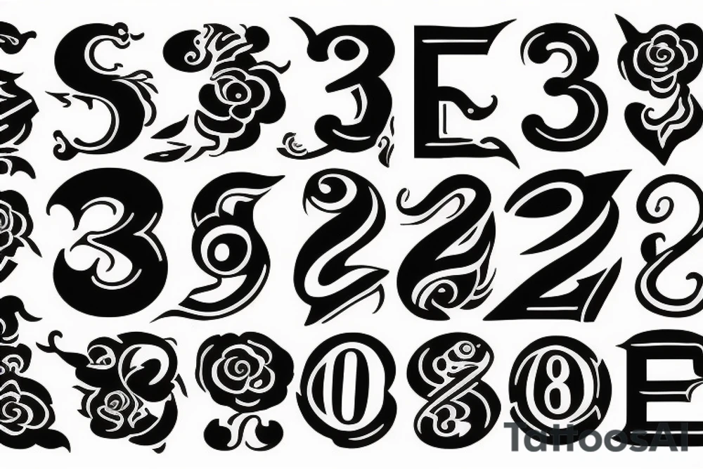 number 23 outline with shadow tattoo idea