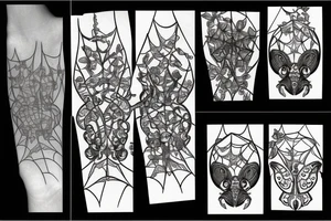 orb weaver on a web surrounded by flowers tattoo idea