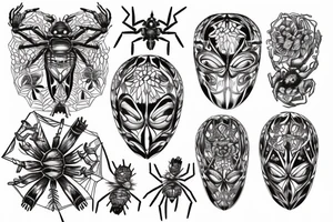 orb weaver on a web surrounded by flowers tattoo idea