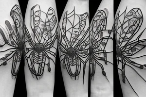 orb weaver on web and flowers tattoo idea