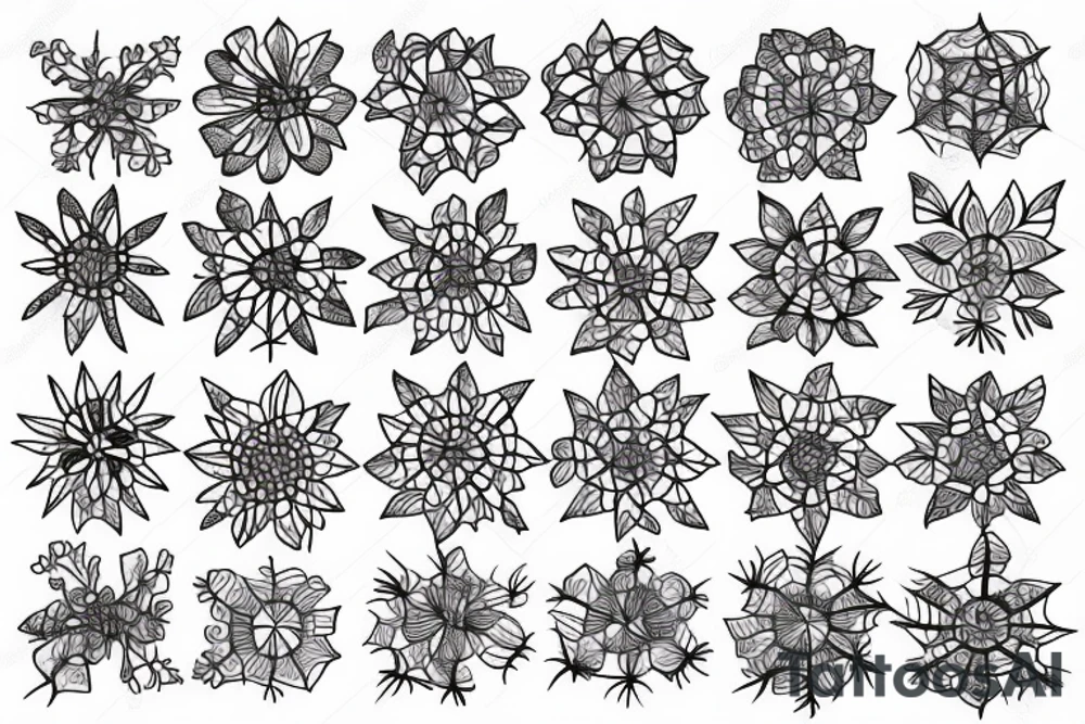 spider web with flowers tattoo idea