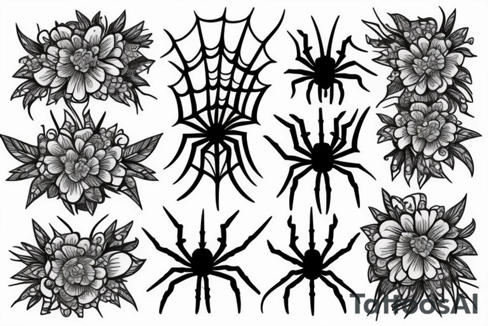 spider web with flowers tattoo idea