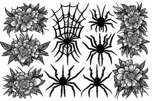 spider web with flowers tattoo idea