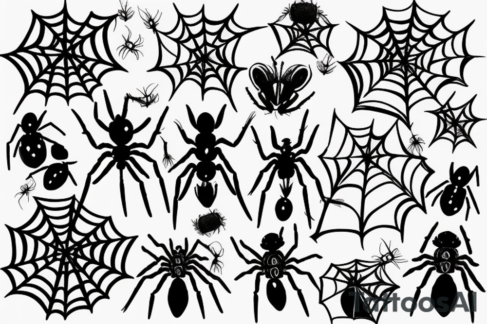 spider in garden with web tattoo idea