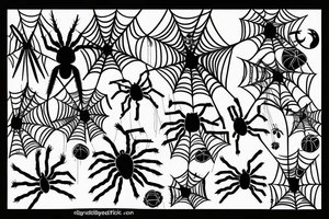 spider in garden with web tattoo idea