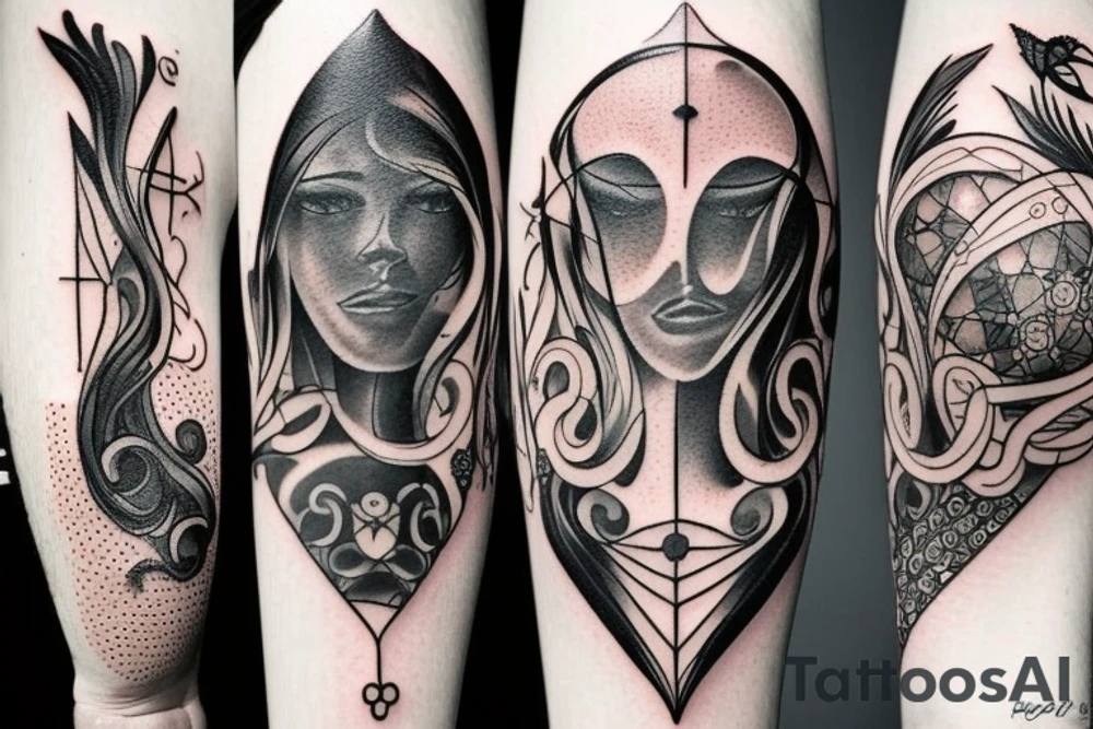 Masculine cancer and aquarius zodiac tattoo idea