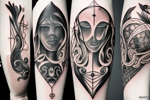 Masculine cancer and aquarius zodiac tattoo idea