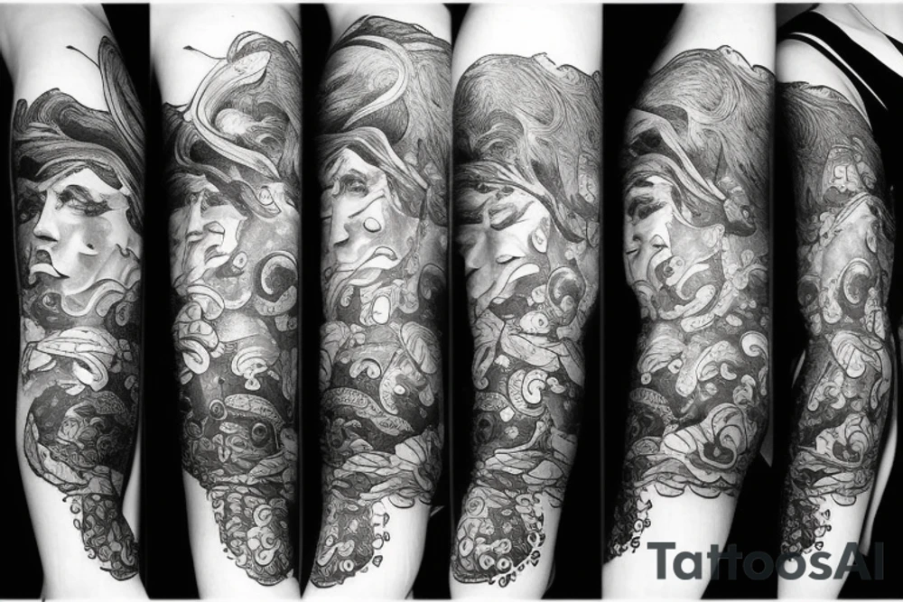 Masculine cancer and aquarius zodiac tattoo idea