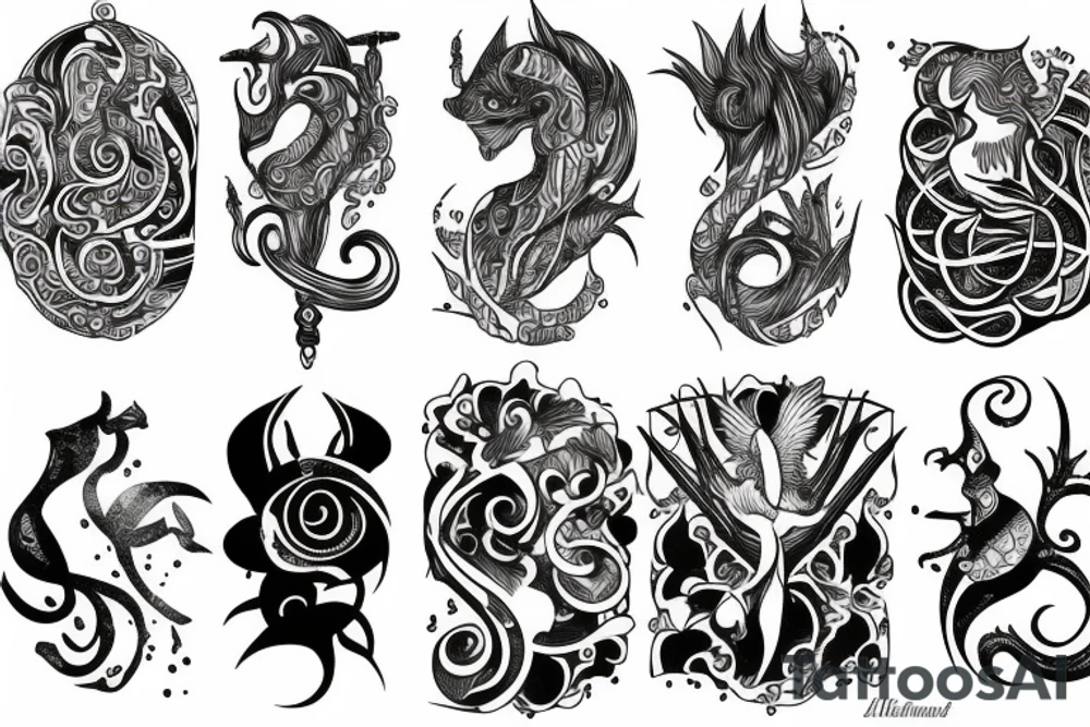 Masculine cancer and aquarius zodiac tattoo idea