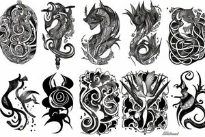 Masculine cancer and aquarius zodiac tattoo idea