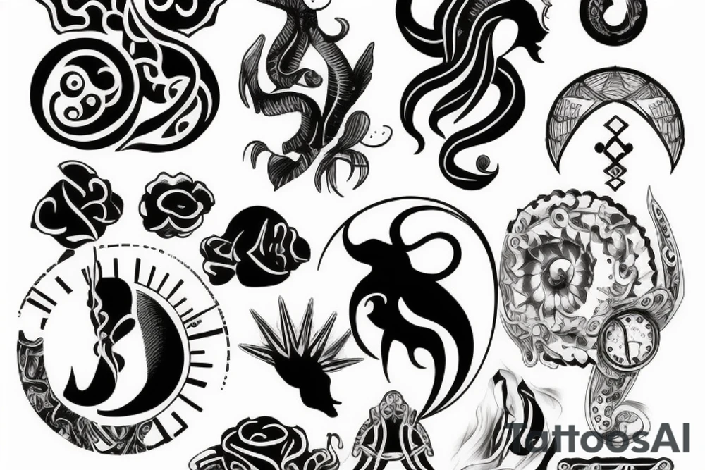 Masculine cancer and aquarius zodiac tattoo idea