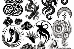 Masculine cancer and aquarius zodiac tattoo idea