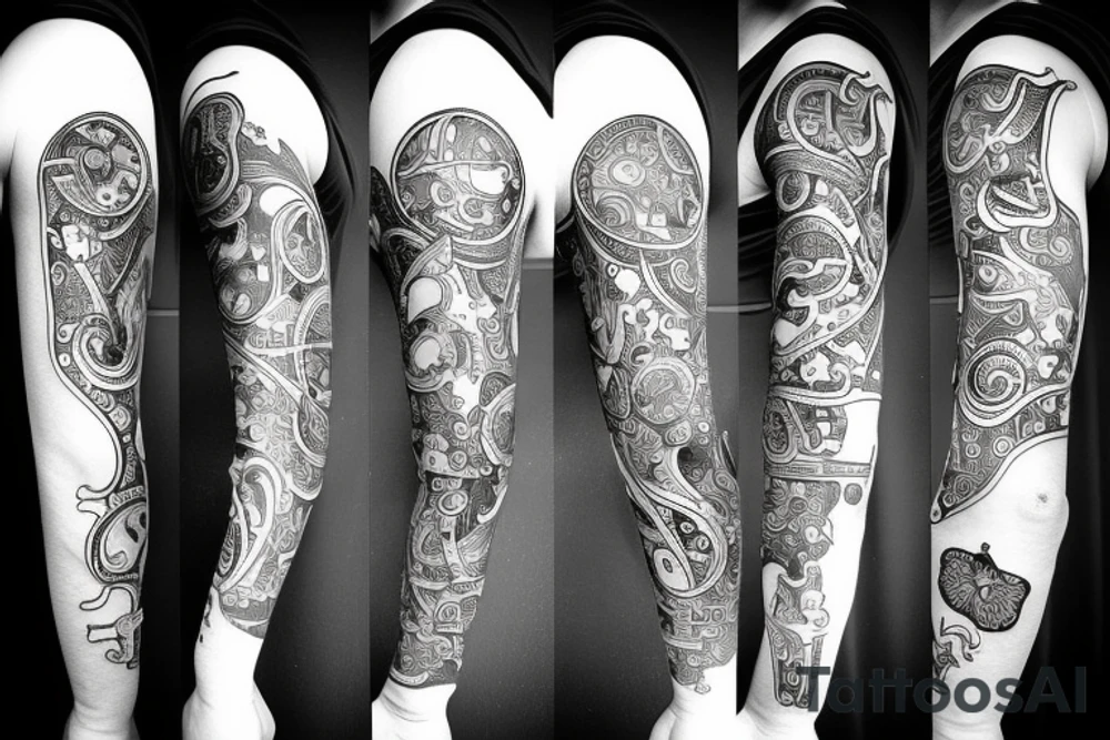 Masculine cancer and aquarius zodiac tattoo idea