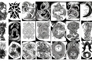 Masculine cancer and aquarius zodiac tattoo idea