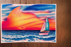 J-27 Sailboat in a Bottle at sunset with waves, and text: "it's a red sky night" "and I'm quite alright" tattoo idea