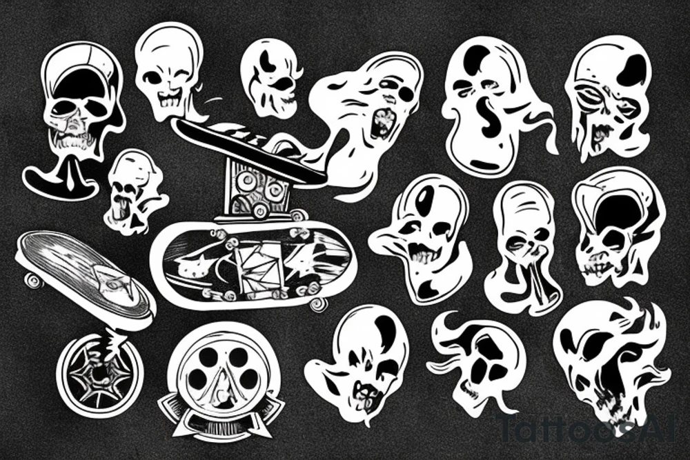 ghost on a skateboard tattoo idea