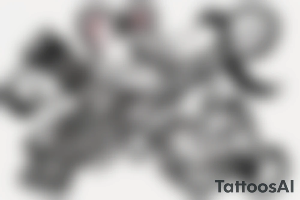 tom and jerry holding guns back to back tattoo idea