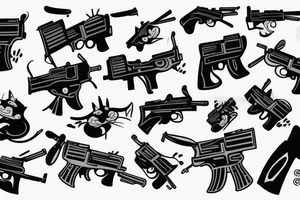 tom and jerry cartoon characters holding guns back to back tattoo idea