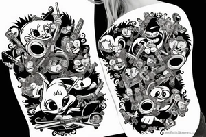 tom and jerry cartoon characters holding guns back to back tattoo idea