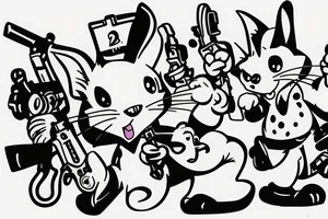 tom and jerry cartoon characters holding guns back to back tattoo idea