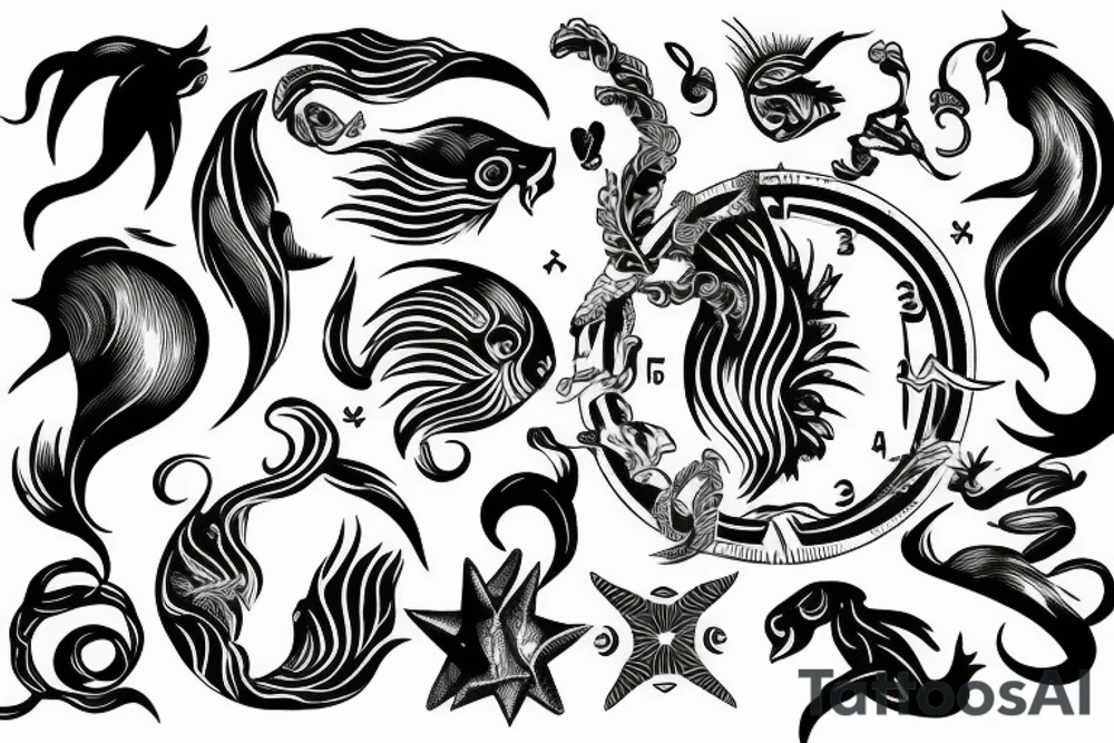 Aquarius zodiac masculine tattoo idea