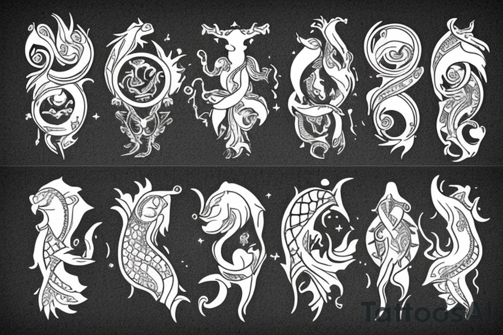 Aquarius zodiac masculine tattoo idea