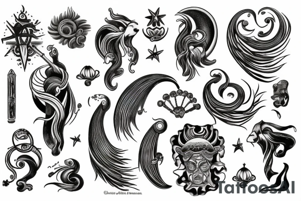 Aquarius zodiac masculine tattoo idea