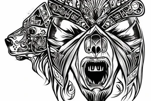 Gauntlet with bear face tattoo idea