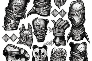 Gauntlet with bear face tattoo idea