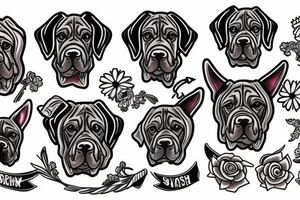 Mastiff with flowers tattoo idea