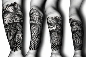 Beach themed tattoo with palm trees waves tattoo idea