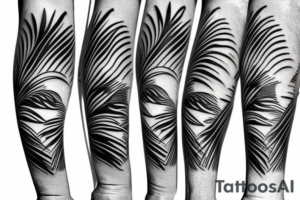 Beach themed tattoo with palm trees waves arm sleeve tattoo idea Beach themed tattoo with palm trees waves arm sleeve tattoo idea