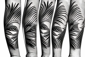 Beach themed tattoo with palm trees waves arm sleeve tattoo idea