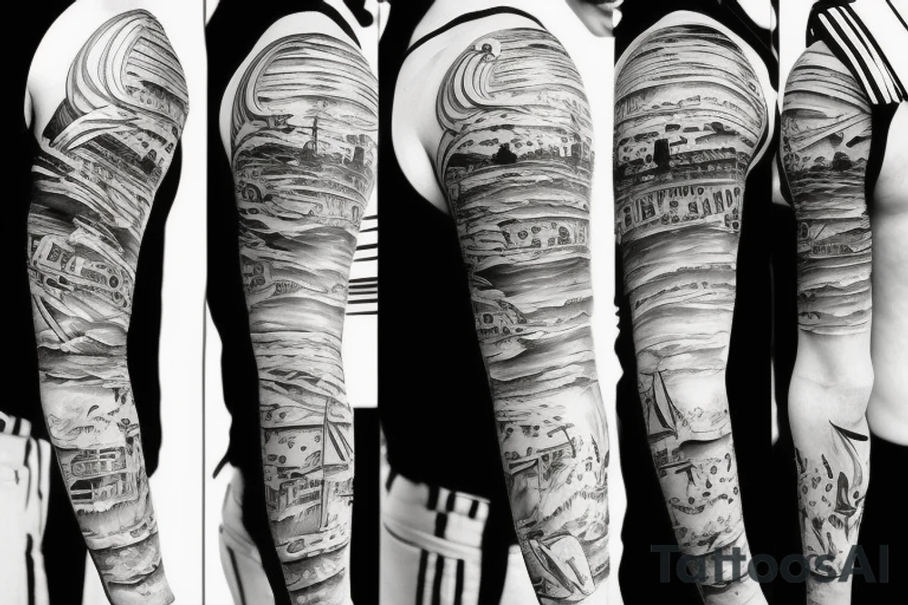 Beach themed tattoo sleeve tattoo idea
