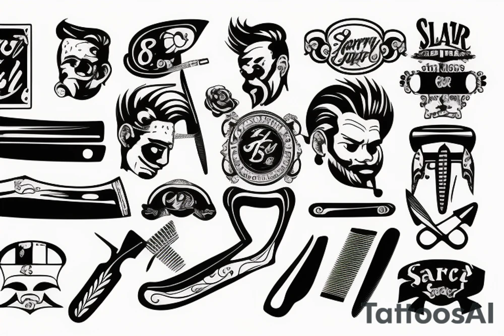 Sailor jerry style barber razor blade tattoo idea