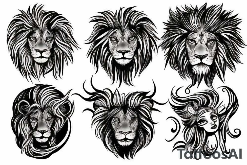 Mystical lion with a centaur and a siren tattoo idea