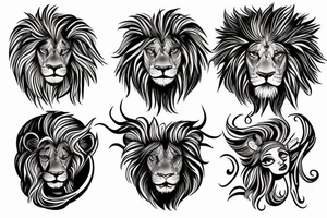 Mystical lion with a centaur and a siren tattoo idea