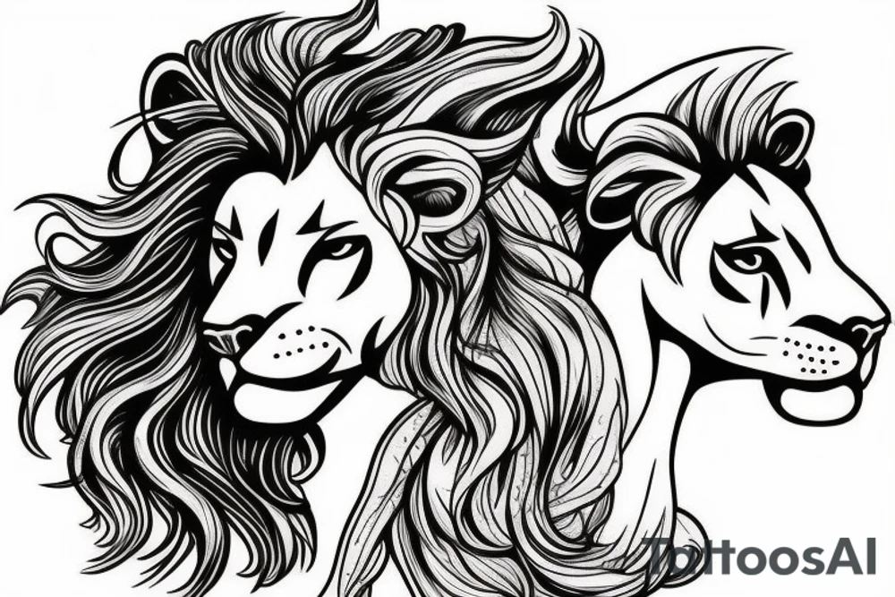 Mystical lion with a centaur and a siren tattoo idea