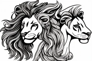 Mystical lion with a centaur and a siren tattoo idea