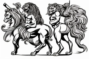 Archer centaur with a mythical lion and a mermaid tattoo idea