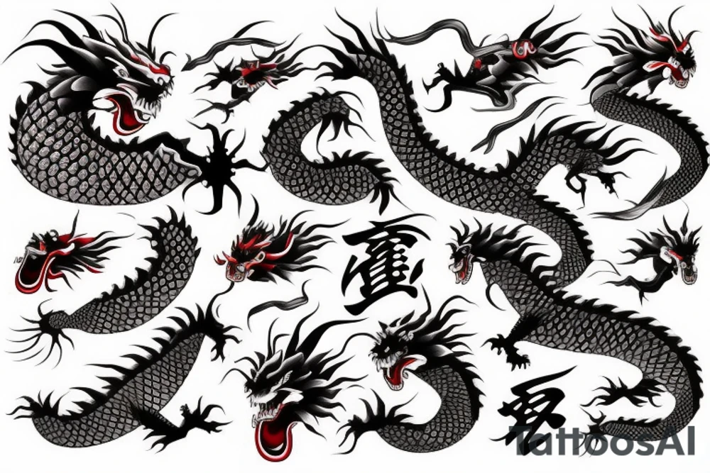 japanese dragon samurai tattoo idea