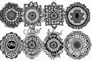 mandala roses mary praying rosary beads' tattoo idea