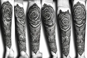 mandala roses mary praying rosary beads' tattoo idea