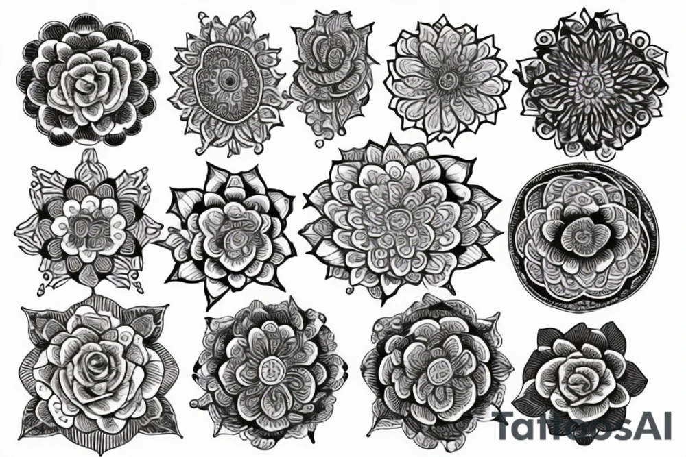 mandala rose tattoo idea