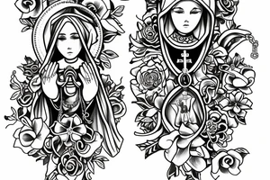 s mary praying rosary beads' tattoo idea