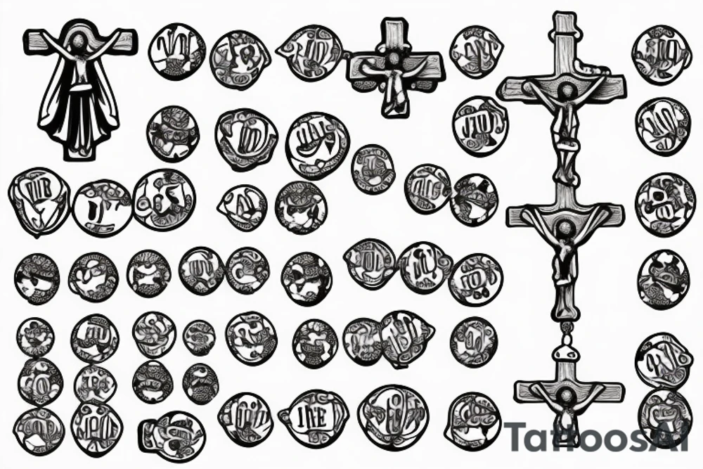 s mary praying rosary beads' tattoo idea