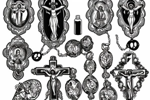 s mary praying rosary beads' tattoo idea