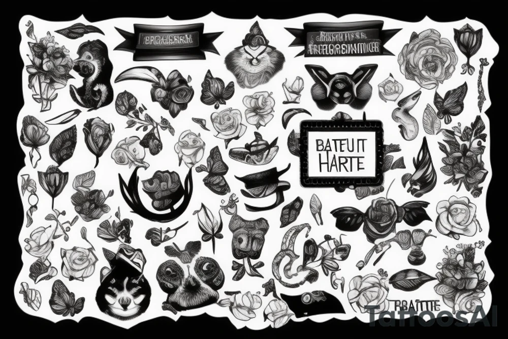 Bergkette mit See Bäumen und einer Hütte tattoo idea